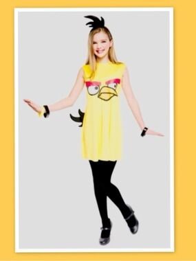 PMG Girls Yellow Bird Costume ~ Angry Birds Dress & Headpiece ~ Size 14/16